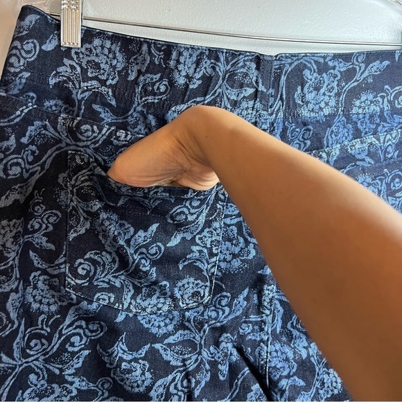 Soft Surroundings Floral Wide Leg Flare Pull on Pants Women's Size L Boho Bell - Picture 7 of 13